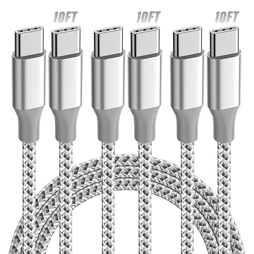USB C Cable，3 Pack 10FT 60W Fast Charging USB C to USB C Cable, Durable Type C Charger Cable fo... | Amazon (US)