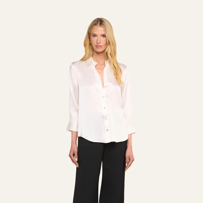 L'AGENCE Dani Silk Blouse Top In Ivory | L'Agence