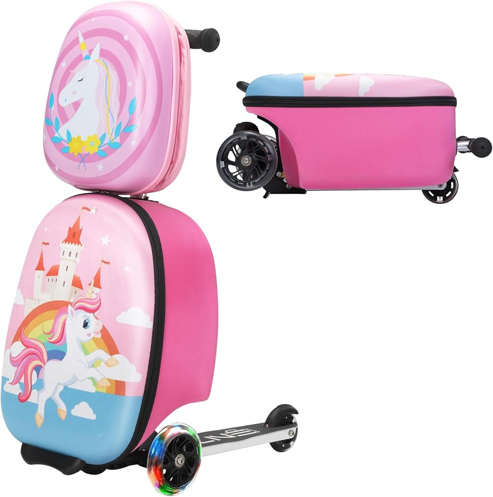 VLIVE Scooter Suitcase, Kid Carry on Luggage Scooter, Children Ride on Luggage for Girls, Luggage... | Amazon (US)