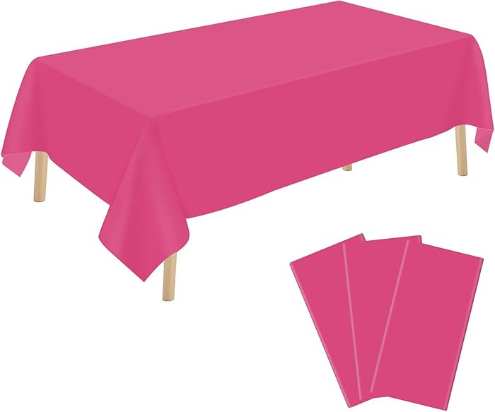 3 Pack Hot Pink Plastic Tablecloth Disposable Rectangular Table Cloth 54 x 108 Inch Table Cover f... | Amazon (US)