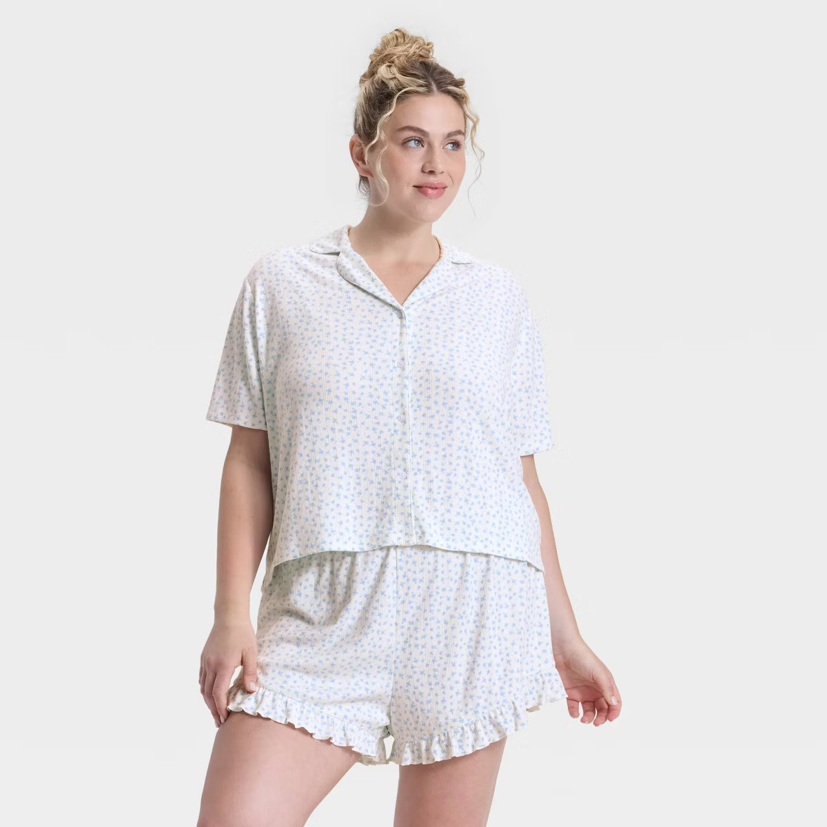Women's Pointelle Notch Collar Shirt and Shorts Pajama Set - Wild Fable™ | Target