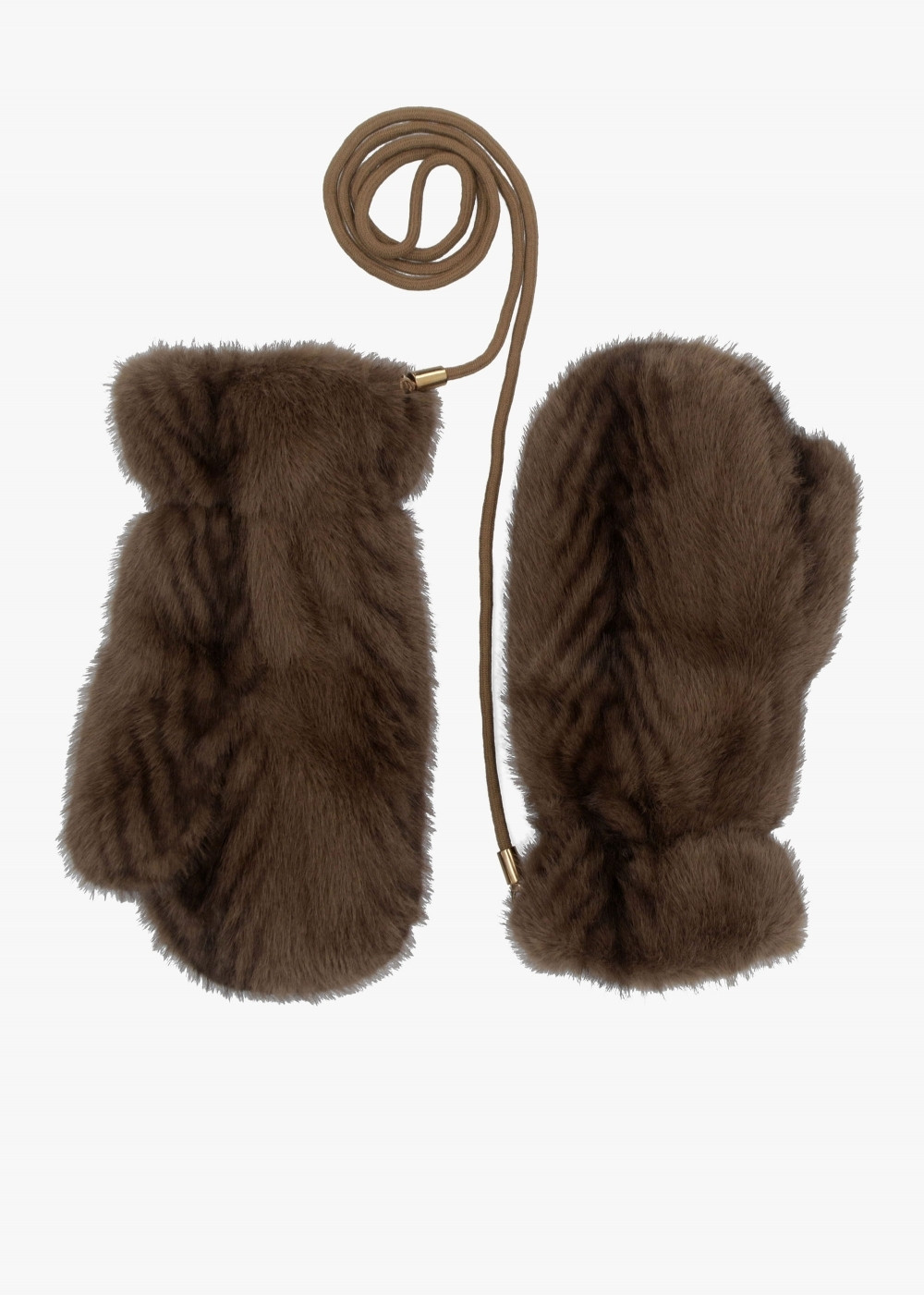 Furry Brown Feather Stripe Faux Fur Mittens | Daniel Footwear (UK)
