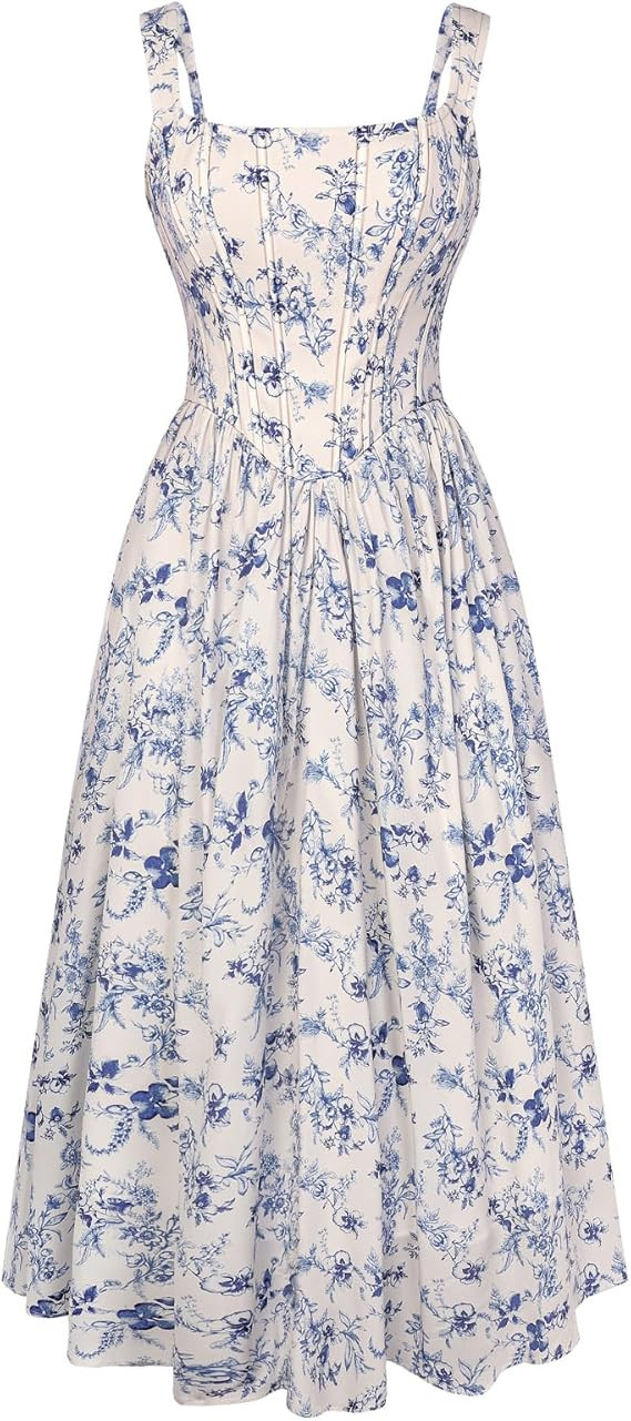 Scarlet Darkness Women's Floral Corset Sundress Square Neck Sleeveless Cottagecore Dresses Summer... | Amazon (US)