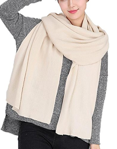 Wander Agio Women's Warm Long Shawl Winter Scarfs Large Scarf Pure Color Beige | Amazon (US)