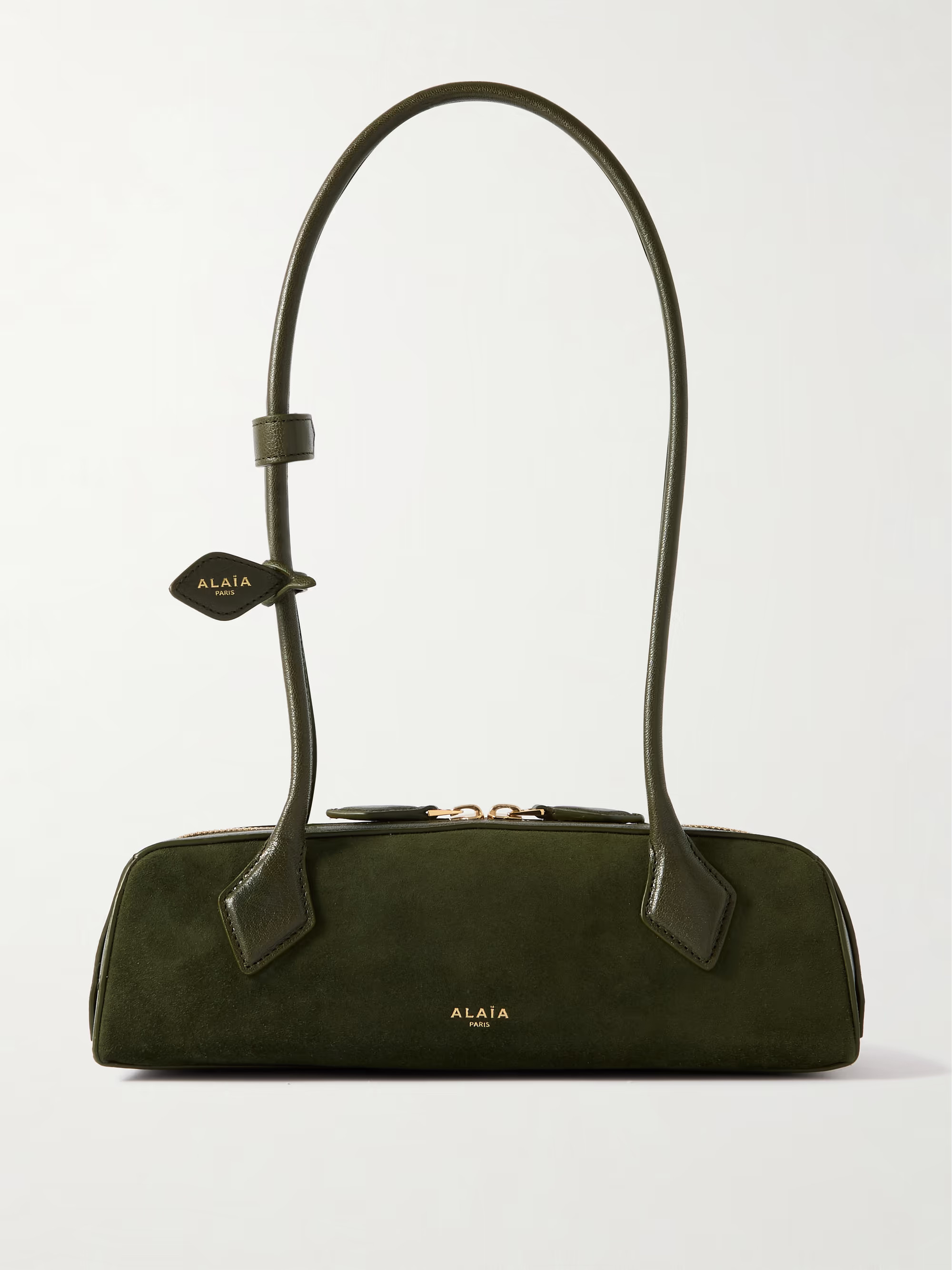 Le Teckel small leather-trimmed suede shoulder bag | NET-A-PORTER (UK & EU)