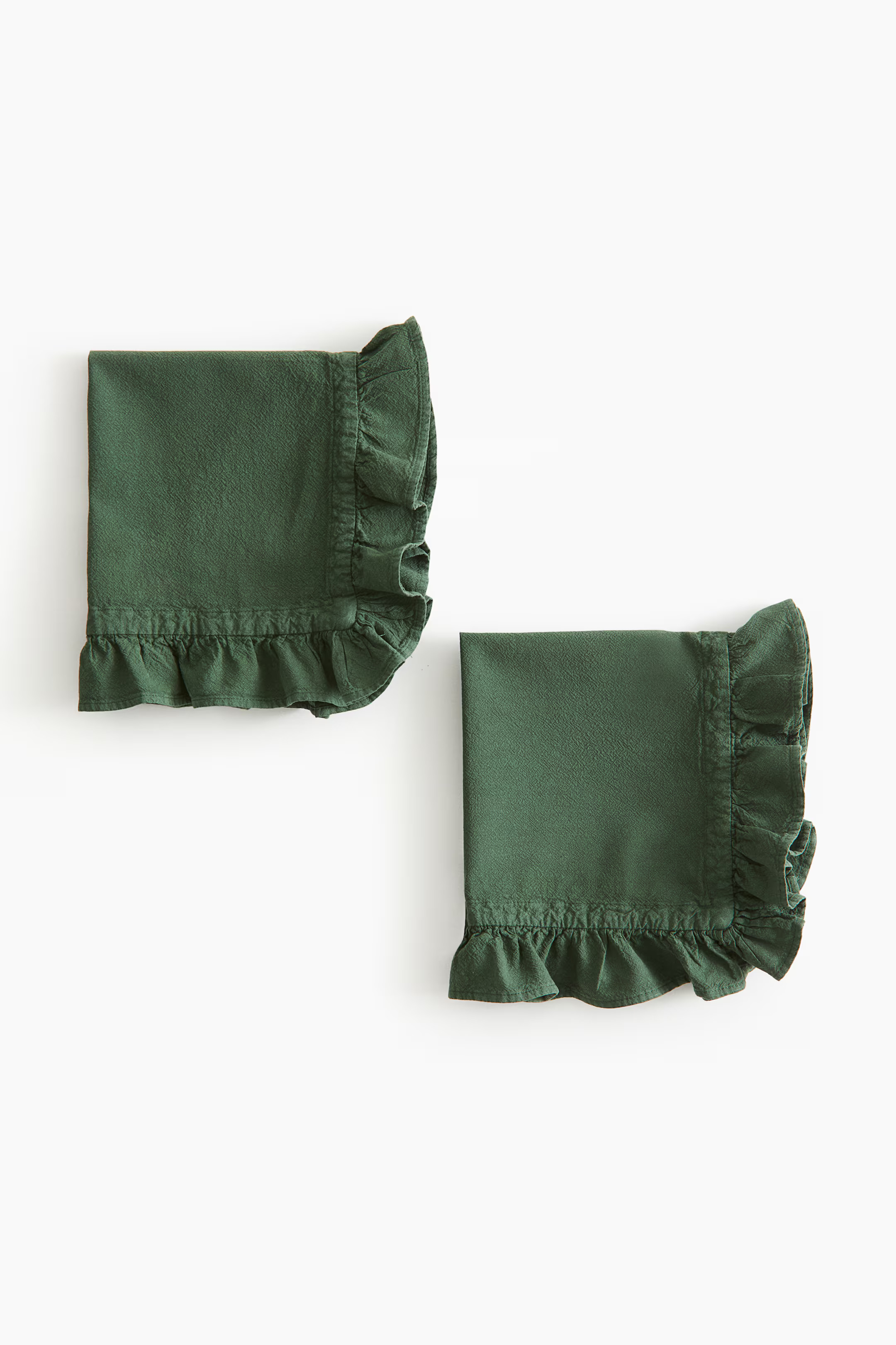 2-pack Ruffle-trimmed Napkins - Dark green - Home All | H&M US | H&M (US + CA)