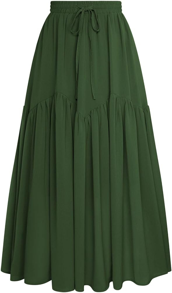 Scarlet Darkness Women Long Maxi Skirt Renaissance Tiered Flowy Elastic Waist Chiffon Skirts | Amazon (US)