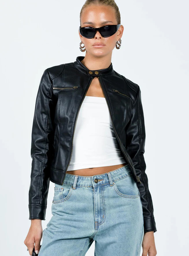 Pottsville Faux Leather Moto Jacket Black | Princess Polly US