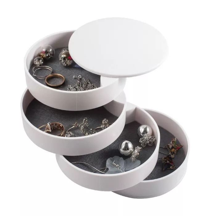 4 Layer Jewelry Storage Organizer, 360° Rotating Tiered Jewelry Trinket Tray, Small Plastic Ring... | Target