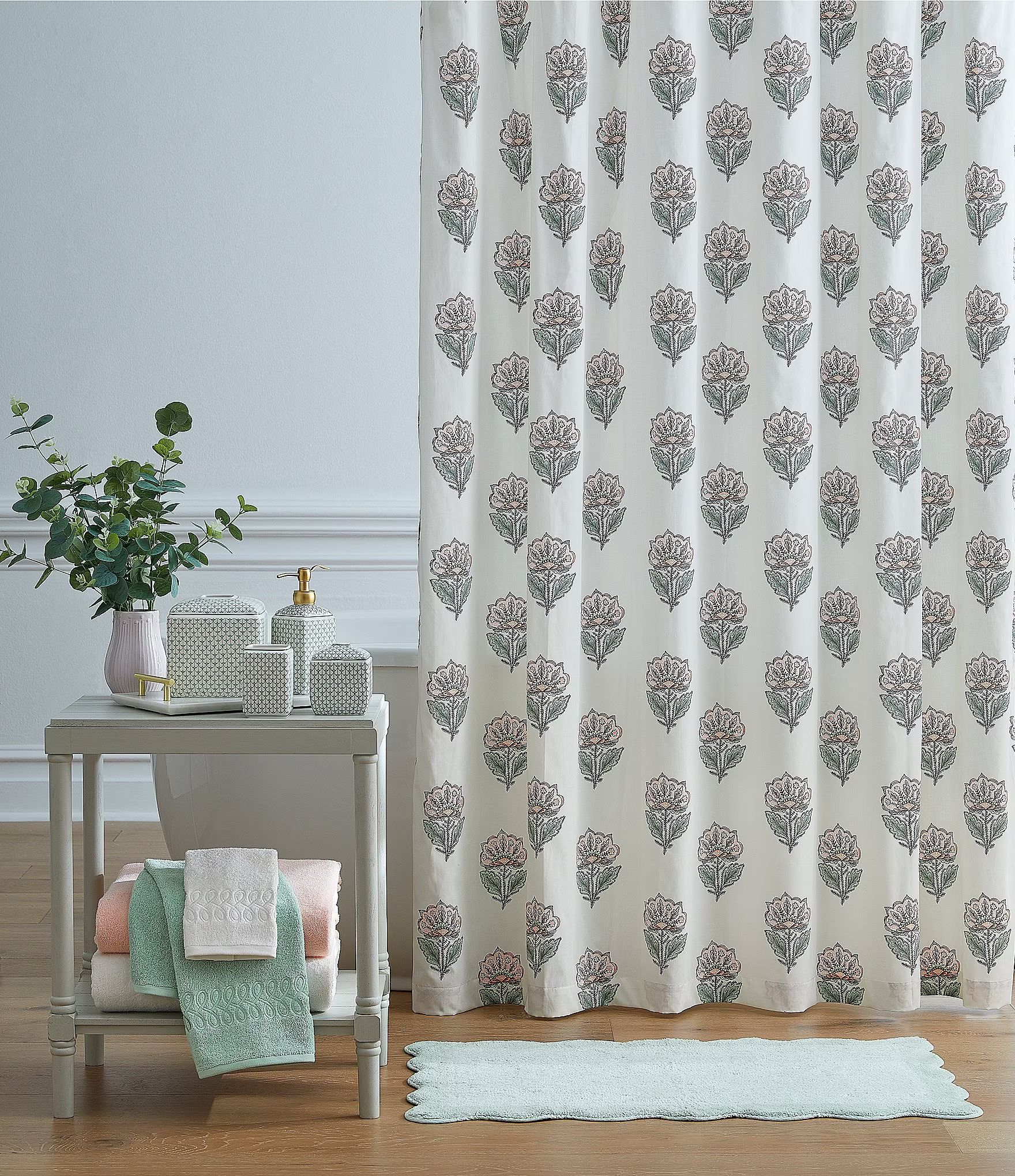 Aubrey Floral Sateen Shower Curtain | Dillard's