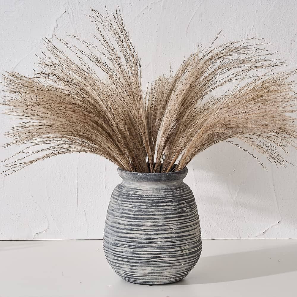 SIDUCAL Ceramic Rustic Farmhouse Flower Vase, Pottery Decorative Flower Vase for Home Decor, Tabl... | Amazon (US)