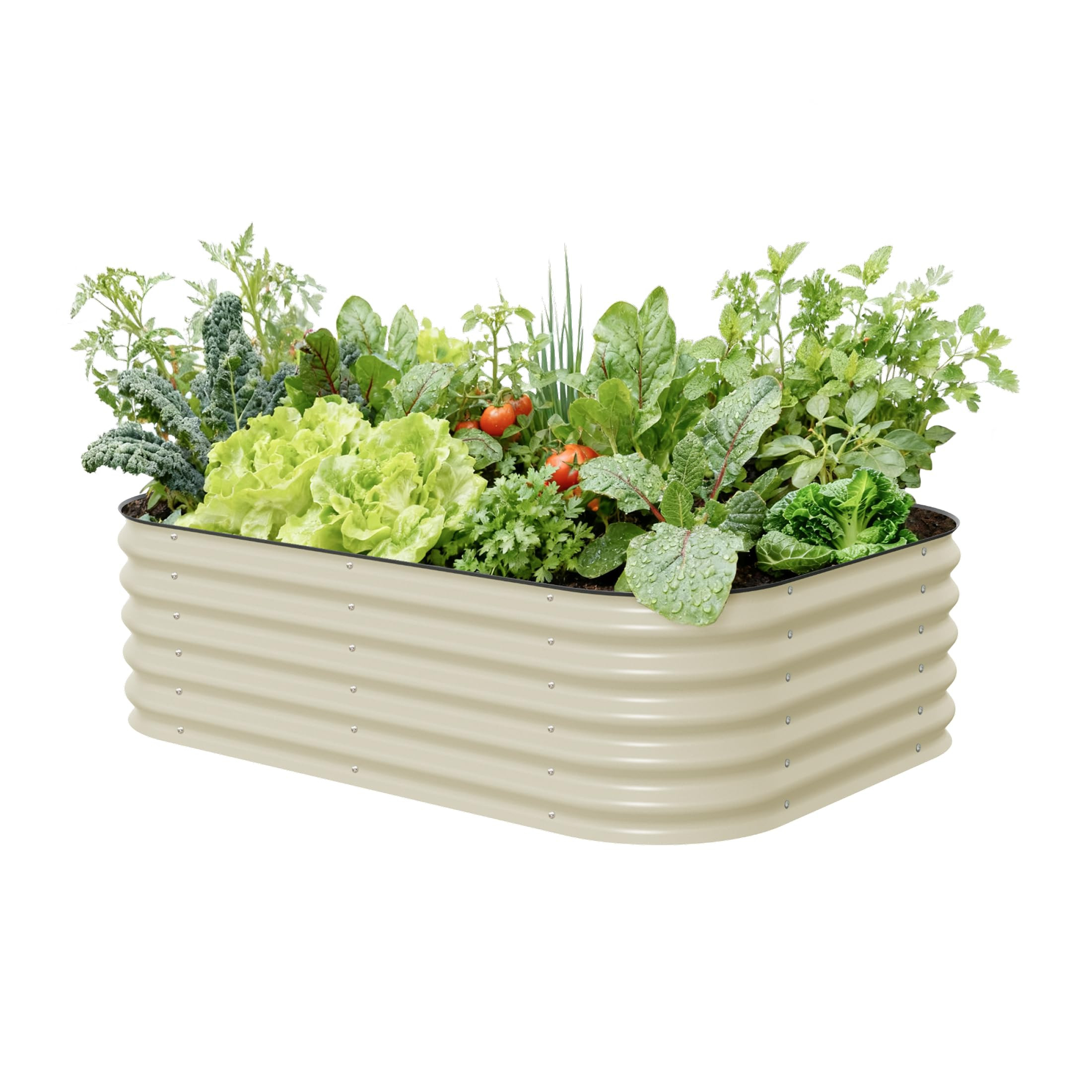 Vego garden Raised Garden Bed Kits, 17" Tall 6 in 1 Modular Metal Raised Planter Bed for Vegetables Flowers Patio Ground Planter Box-Pearl White | Amazon (US)