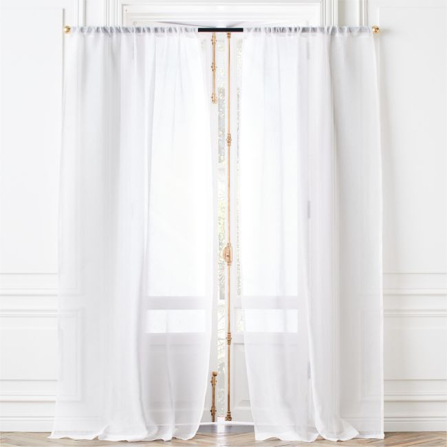White Linen Sheer Window Curtain Panel 48""x84 | CB2