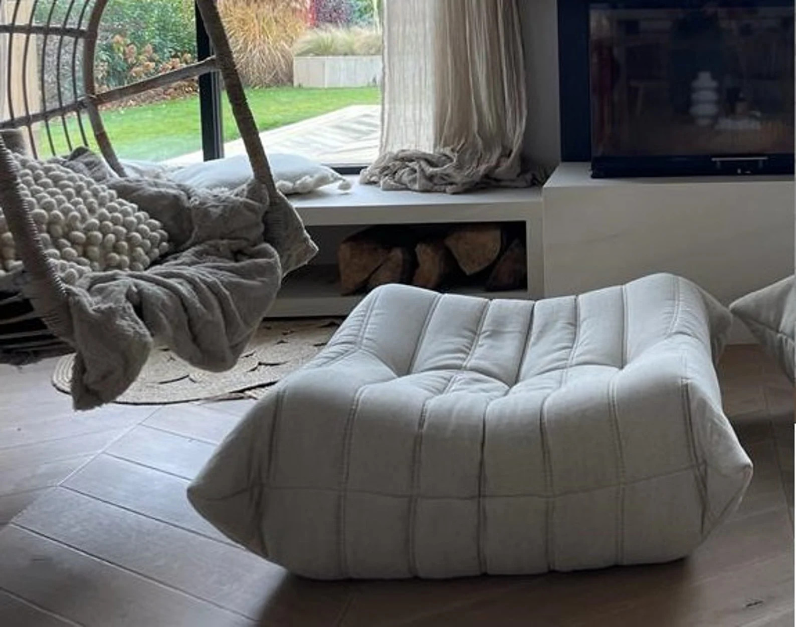LINEN OTTOMAN / pouf/ footstool - natural LINEN | Etsy (NL)