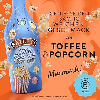 Baileys Toffee Popcorn Likör, pur auf Eis oder in Cocktails genießen, Aromen von Butter und Sah... | Amazon (DE)