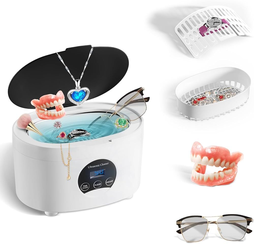 Jewelry Cleaner Ultrasonic Machine, Aocktobar Ultrasonic Jewelry Cleaner 600ML with 5 Digital Tim... | Amazon (US)