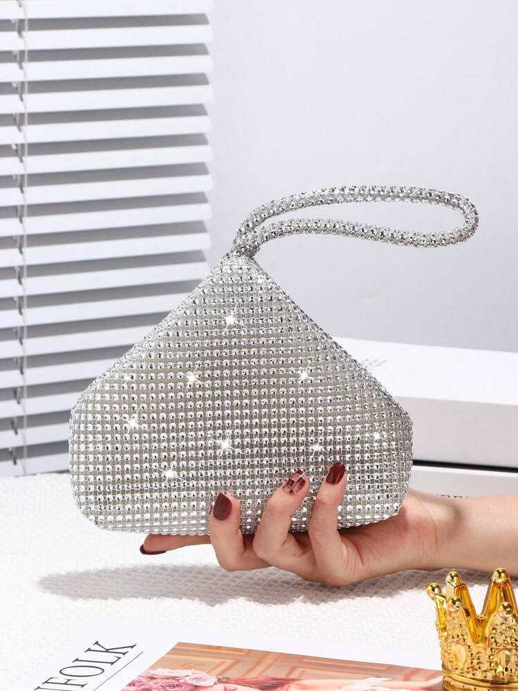 Lightweight,Business Casual Rhinestone Decor Bucket Bag Mini Drawstring Design, Clear Bag Trendy ... | SHEIN