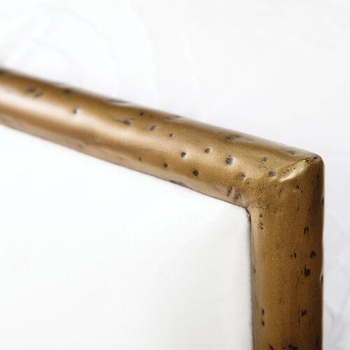 Maxine Upholstered Bed, White/Brass | One Kings Lane