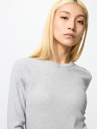 Women's Soft Ribbed T-Shirt Long Sleeve Light Gray 2XS UNIQLO US | UNIQLO (US)