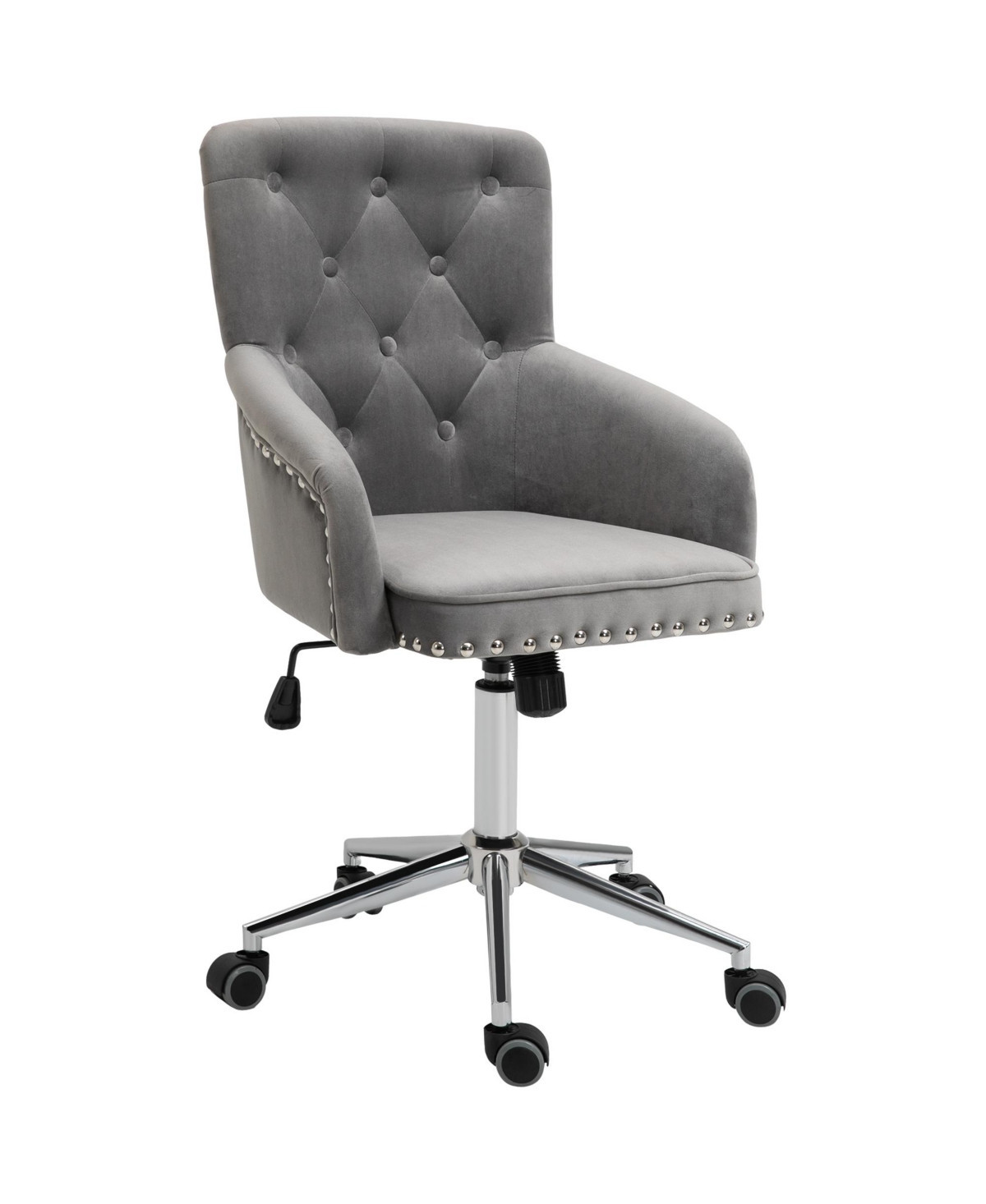 Homcom Home Office Desk Chair with Nailhead Trim & Button Tufted Back Design - Gray | Macy's