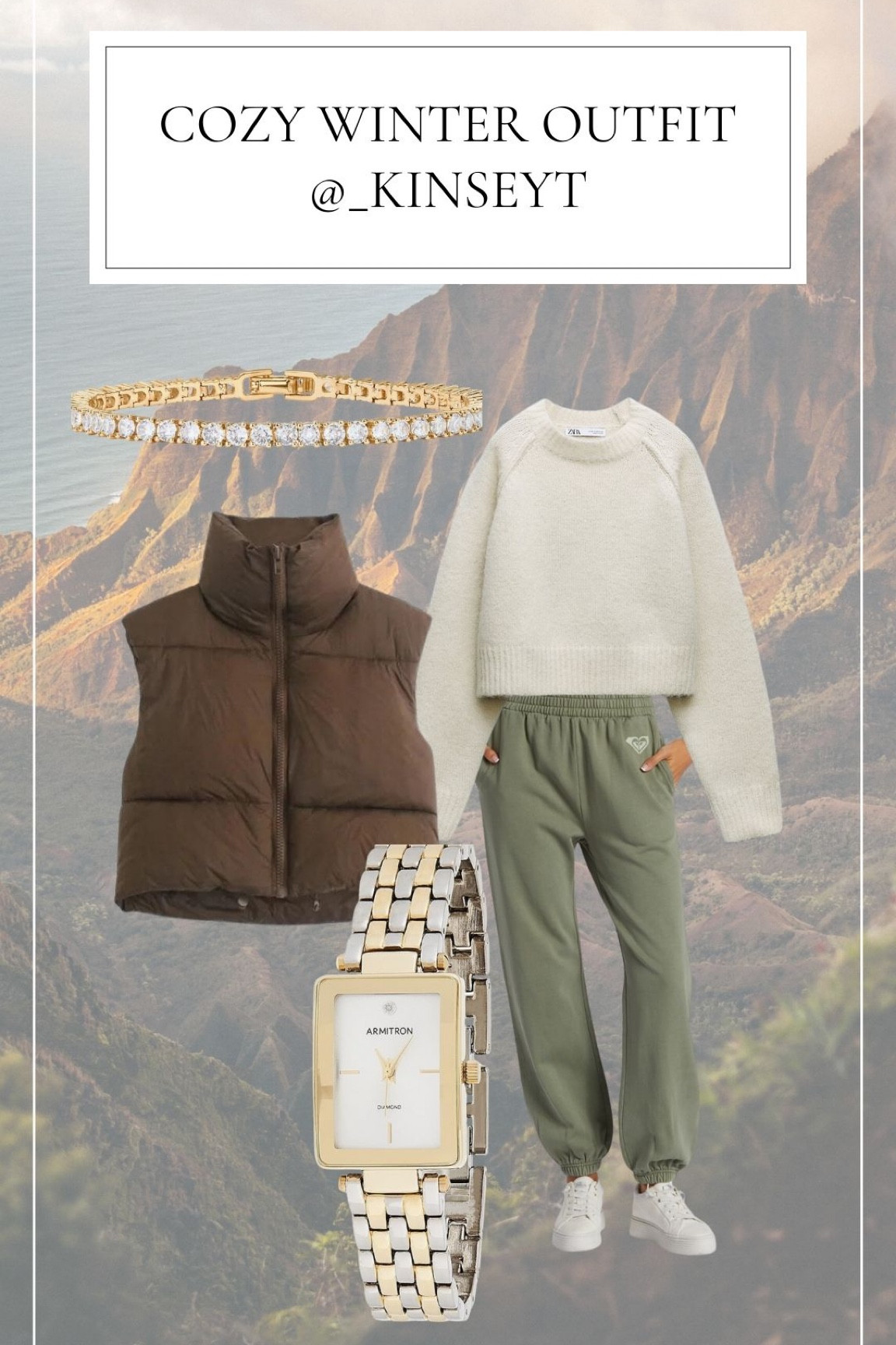 cozy winter outfit !!

top: zara
sweats: roxy
vest: amazon or walmart
bracelet and watch: amazon

#LTKSeasonal #LTKHoliday #LTKfindsunder100