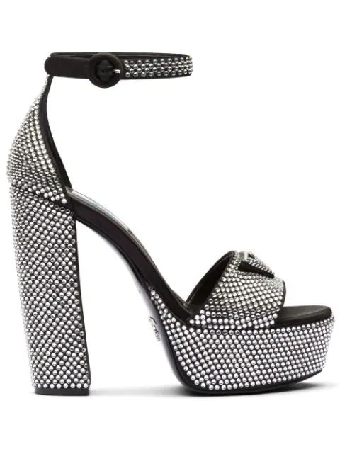 Prada 135mm crystal-studded Satin Platform Sandals - Farfetch | Farfetch Global