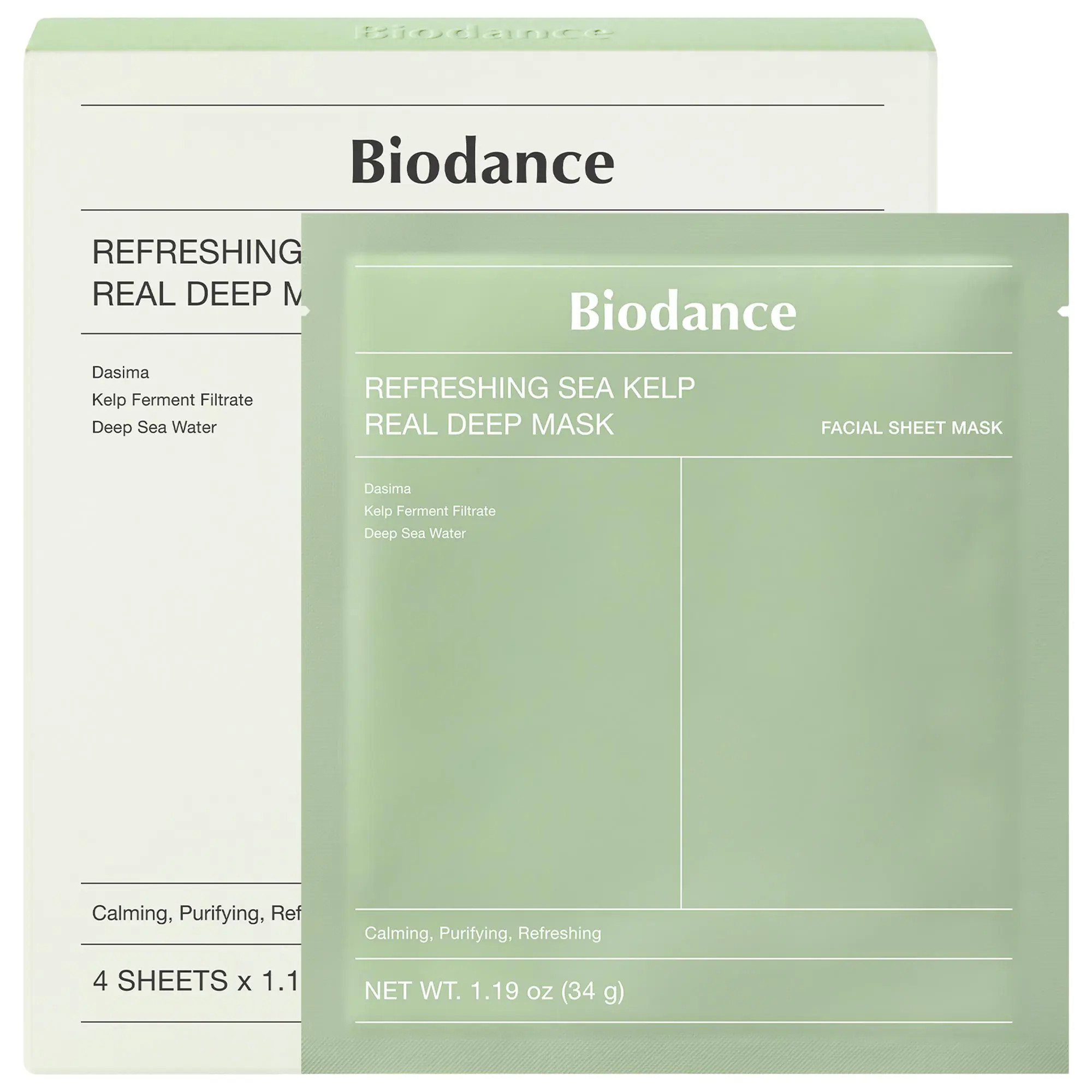 Biodance Refreshing Sea Kelp Real Deep Mask - 4 pack for Calming & Sebum Control 4 Masks/1 pack | Sephora (US)