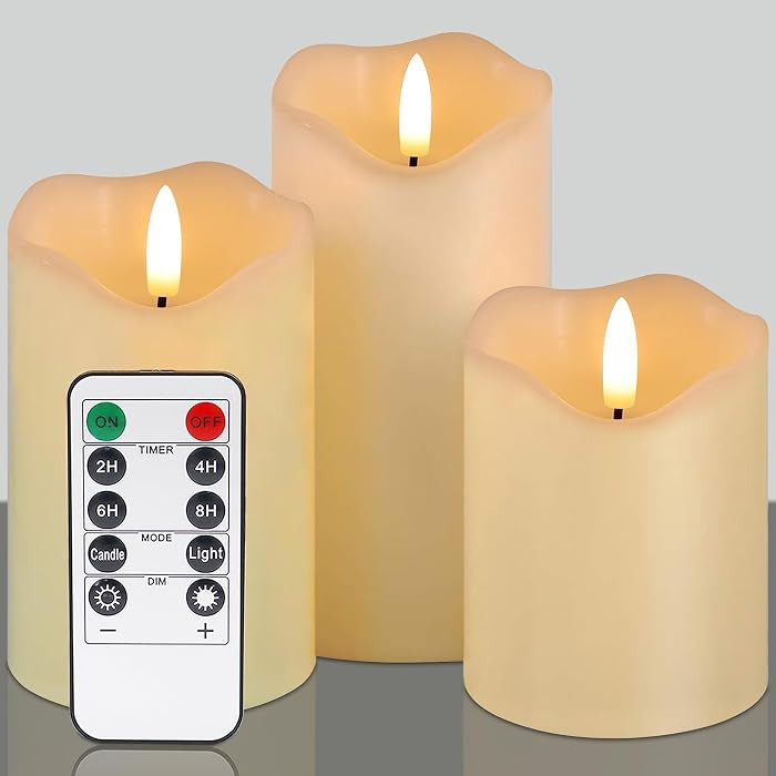 Flickering Flameless Candles, Battery Operated Candles with Remote, LED Pillar Candles，Electric... | Amazon (US)