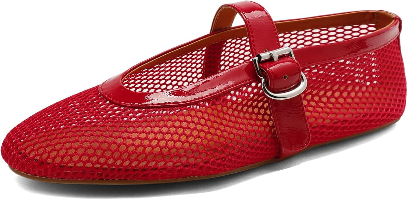 Women Ballet Flats Comfortable Casual Mesh Ballerina Mary Jane Shoes | Amazon (US)