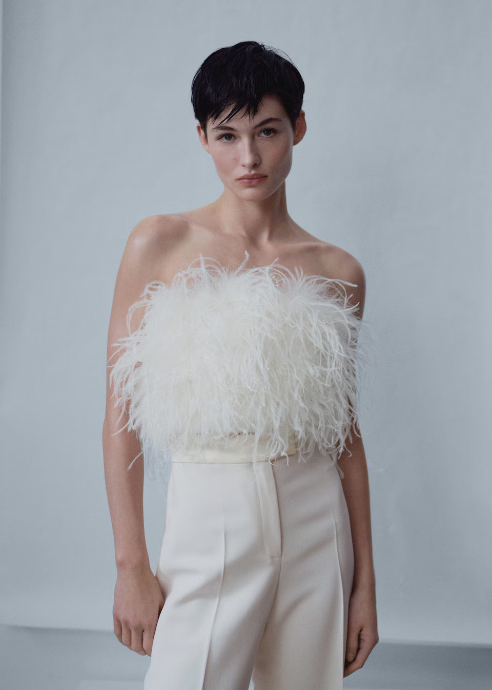 Feather bandeau-style top -  Women | Mango USA | MANGO (US)