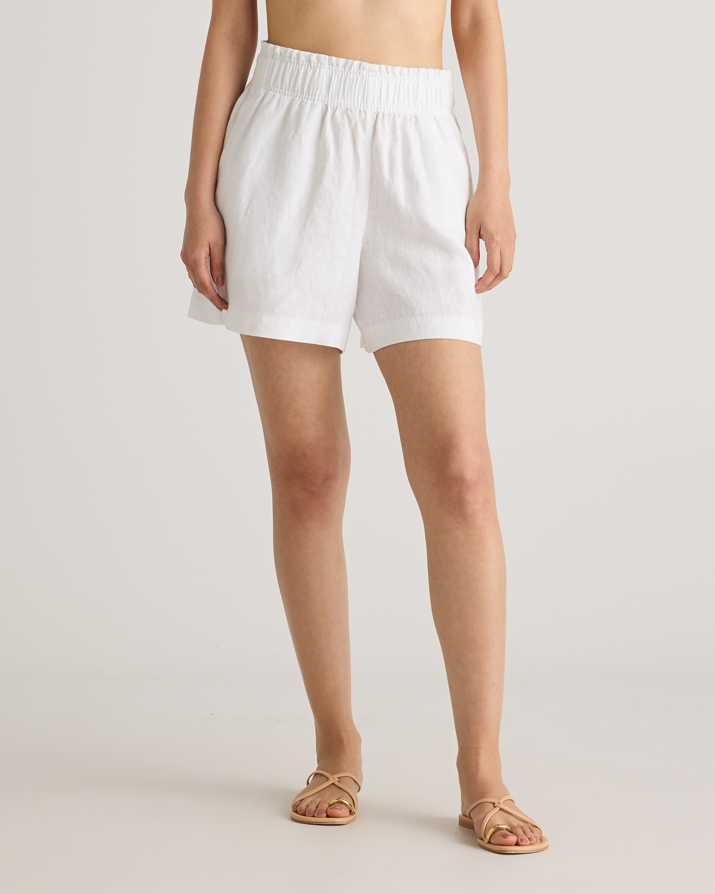 Quince | Women's 100% European Linen High Waisted Short in White, Size XL | Quince
