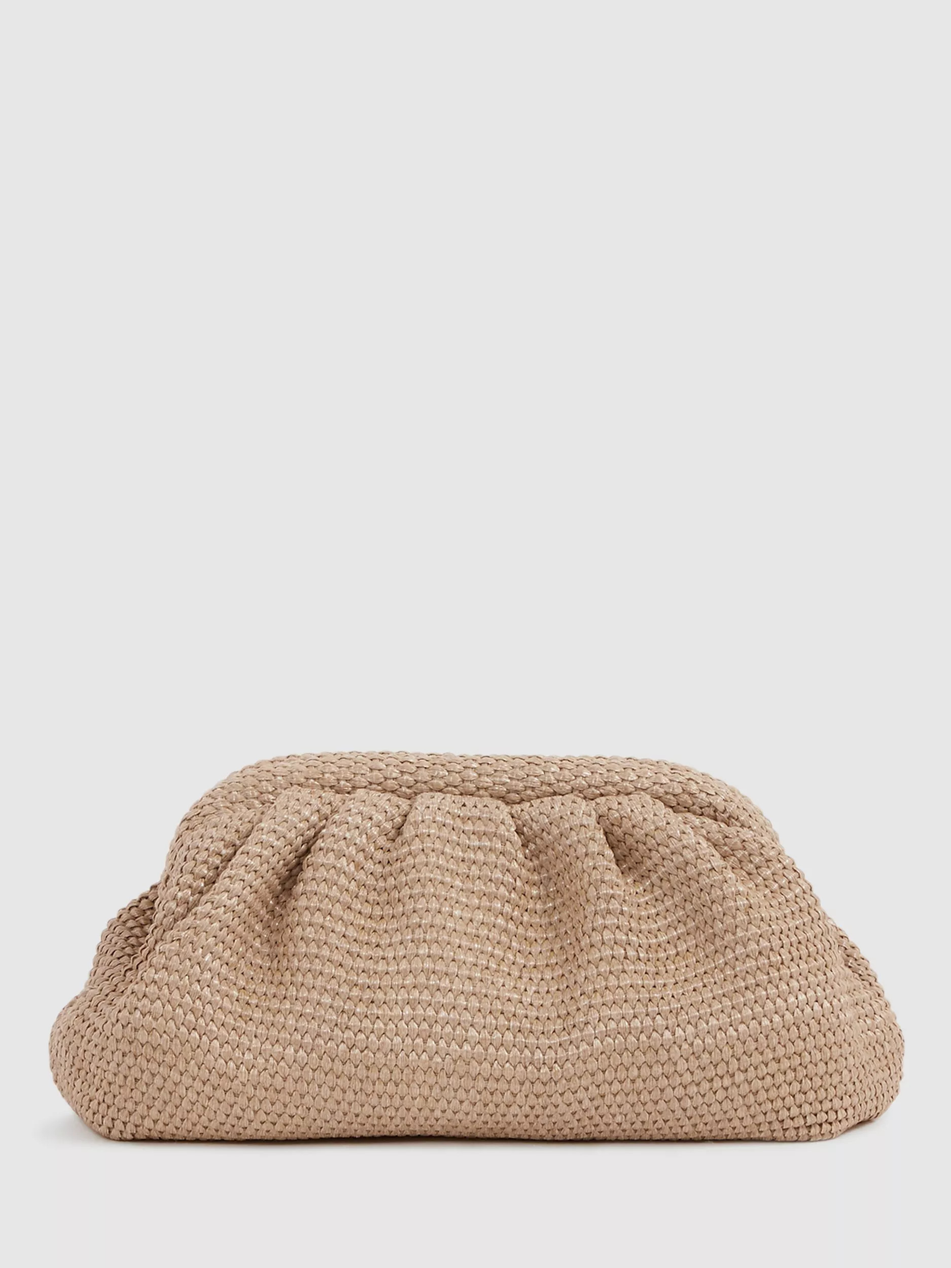Reiss Gia Raffia Clutch Bag, Natural | John Lewis (UK)
