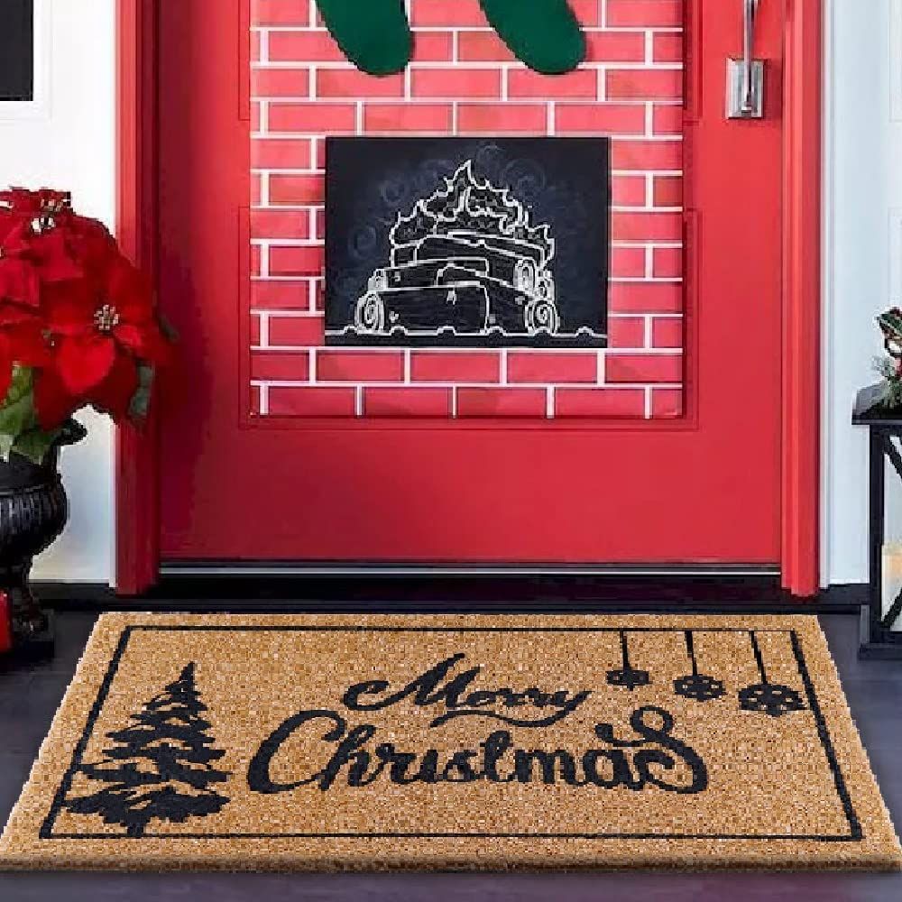 AerWo Merry Christmas Door Mat Outdoor Welcome Mats for Front Door, Christmas Doormat with Thickened | Amazon (US)