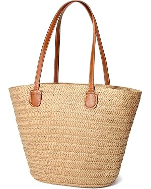 Hommtina Straw Beach Bag - Womens Crossbody Shoulder Vacation Purse for Summer | Amazon (US)