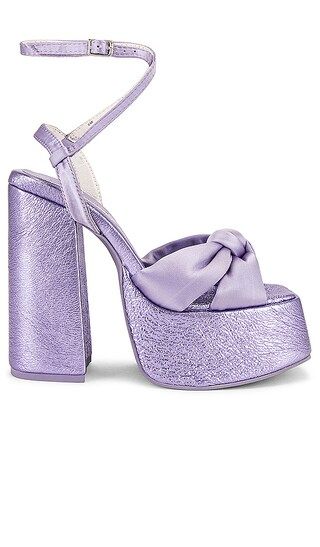 Seventies Platform Sandal in Lilac Metallic Satin | Revolve Clothing (Global)