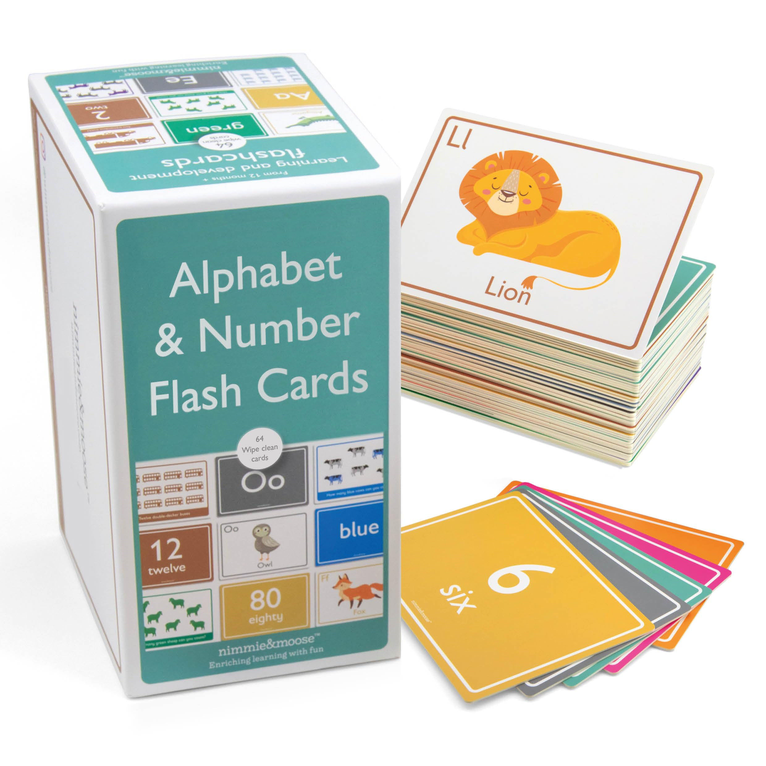 Nimmie & Moose Alphabet Flash Cards for Toddlers 1-3 | Extra-Thick Toddler Flash Cards | Learn Nu... | Amazon (US)