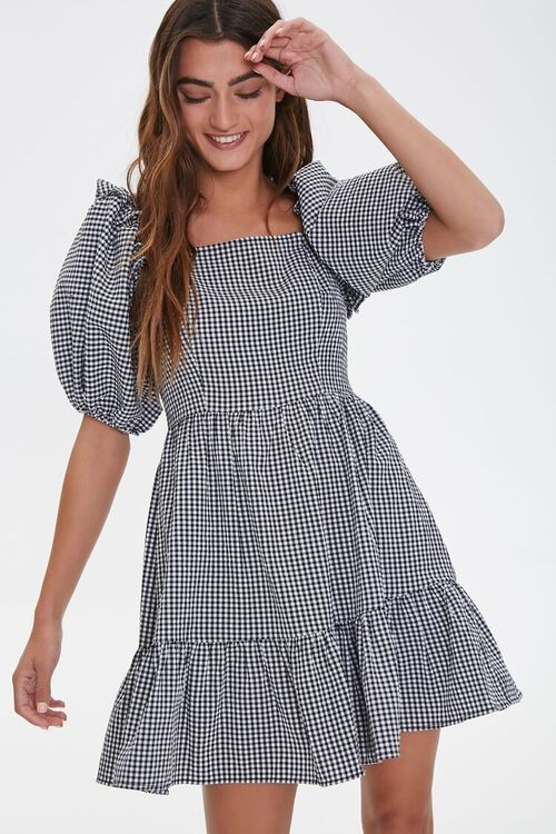Gingham Balloon-Sleeve Dress | Forever 21 (US)