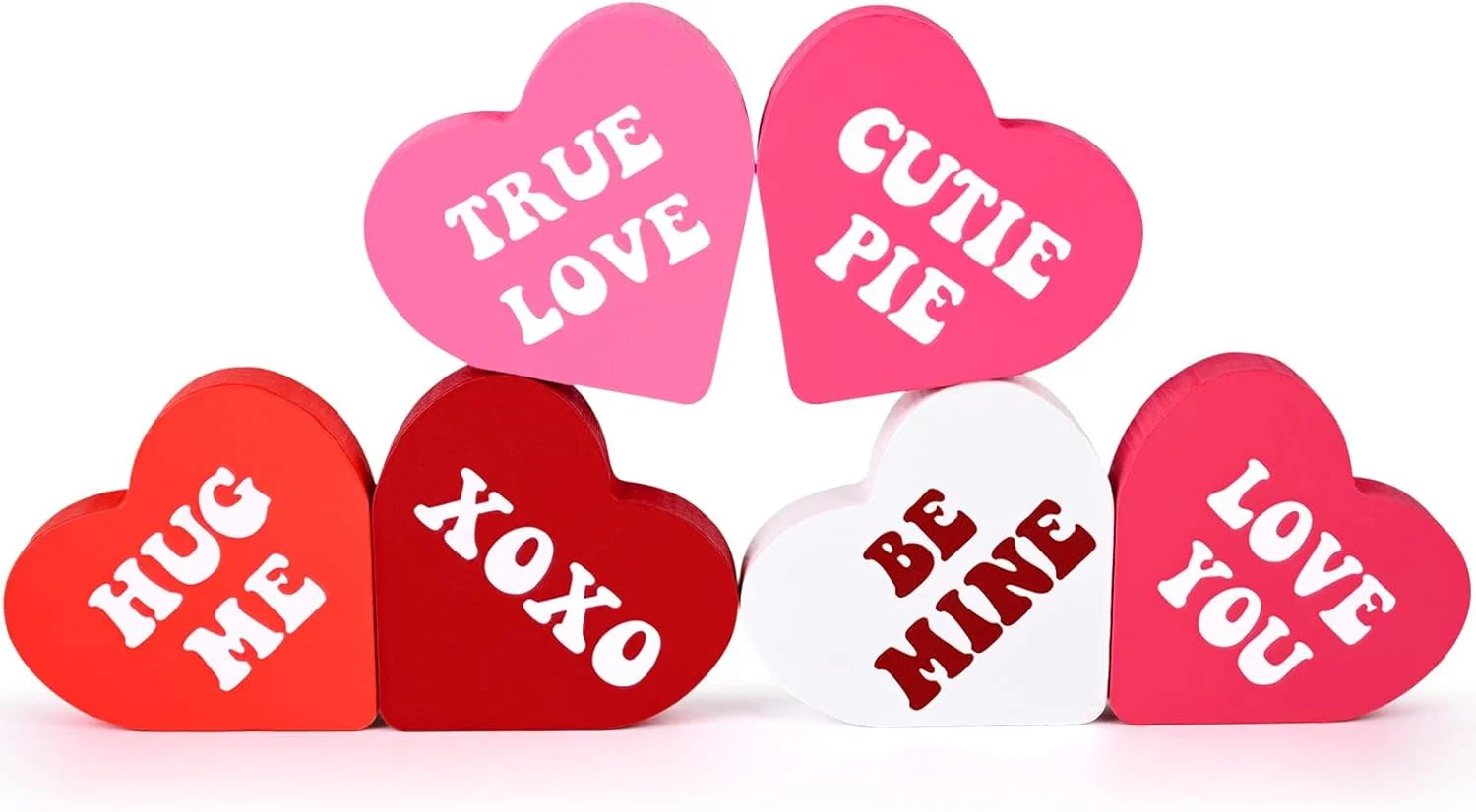 Valentine's Day Decor Wood Heart Shaped Signs 6 PCS Freestanding Table Tiered Tray Decor Home dec... | Walmart (US)