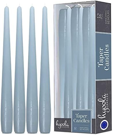 Amazon.com: Hyoola Tall Taper Candles - 12 Inch Ice Blue Unscented Dripless Taper Candles - 10 Ho... | Amazon (US)