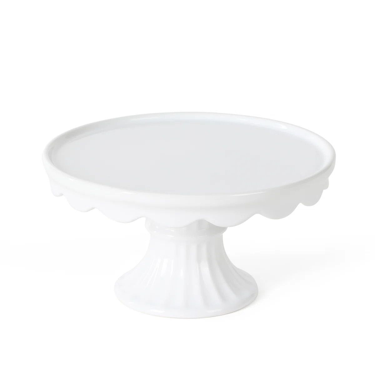 Martha Stewart Patterson 10" x 5.1" White Round Stoneware Cake Stand | Wayfair North America