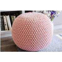 Peach Knitted Pouf, Crochet Pink Floor Cushion, Knitted Ottoman Round Footstool, Nursery Many Colors & Sizes | Etsy (US)