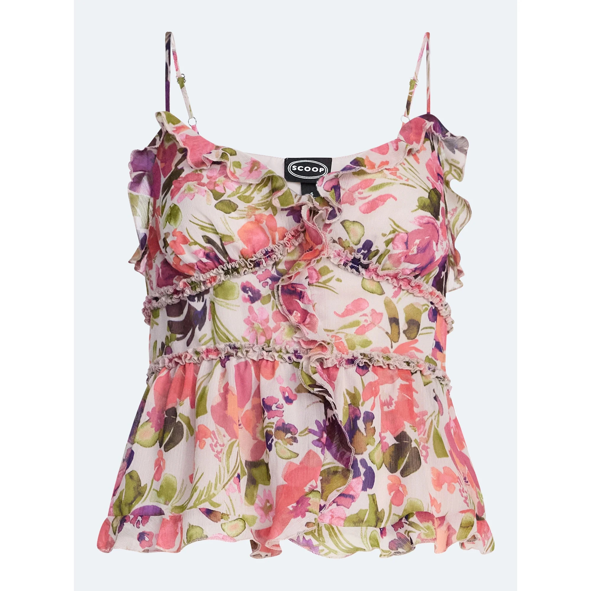 Scoop Women's and Women's Plus Ruffle Camisole Tank Top, Sizes XS-4X | Walmart (US)