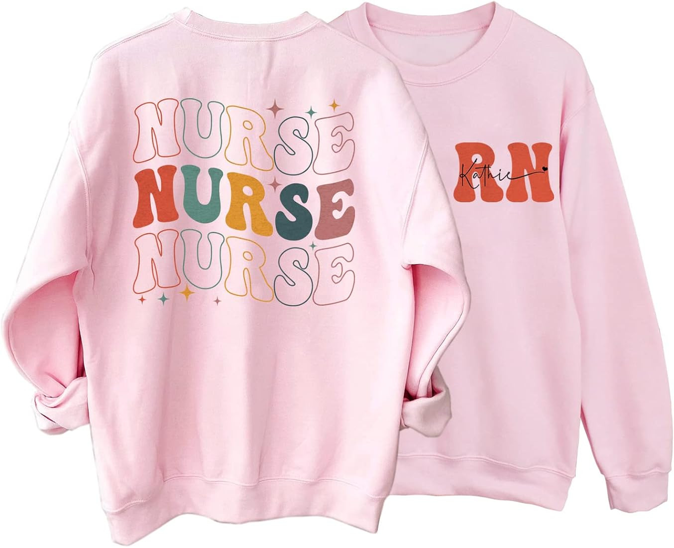 Personalized Nurse Sweatshirt - 2 Sided Sweater for Nurse - Custom Name Registered Nurse Sweater | Amazon (US)