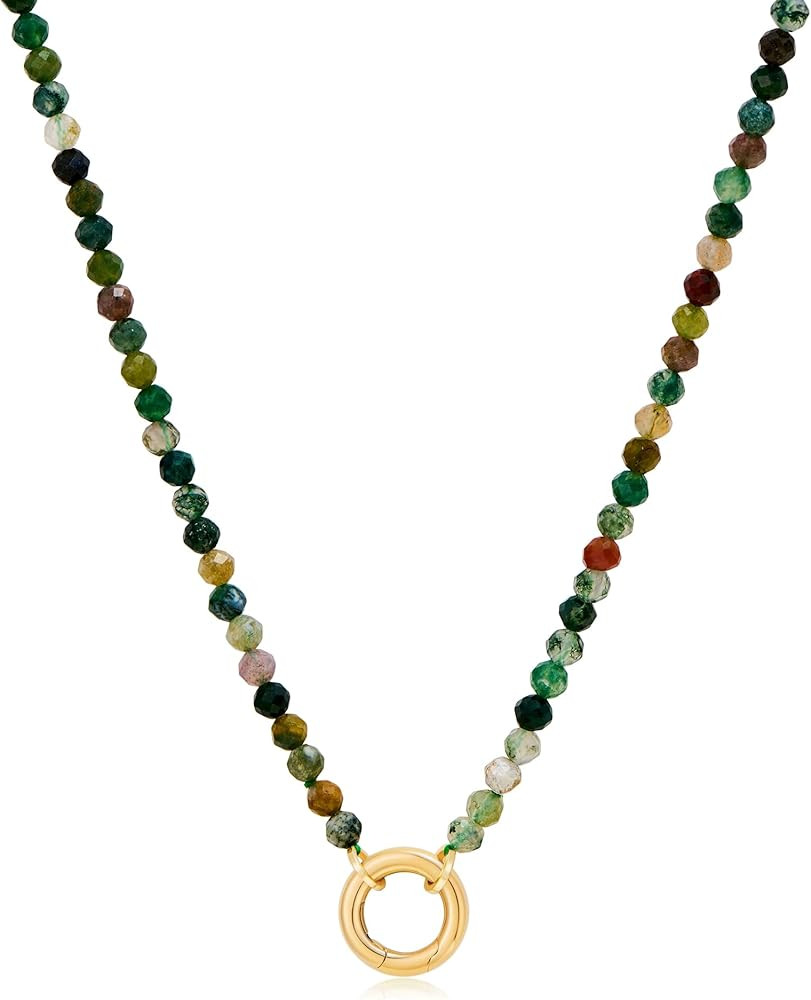 FAMARINE Colorful Stone Choker Necklace for Women Trendy Dainty Beaded Necklace Beach Waterproof ... | Amazon (US)