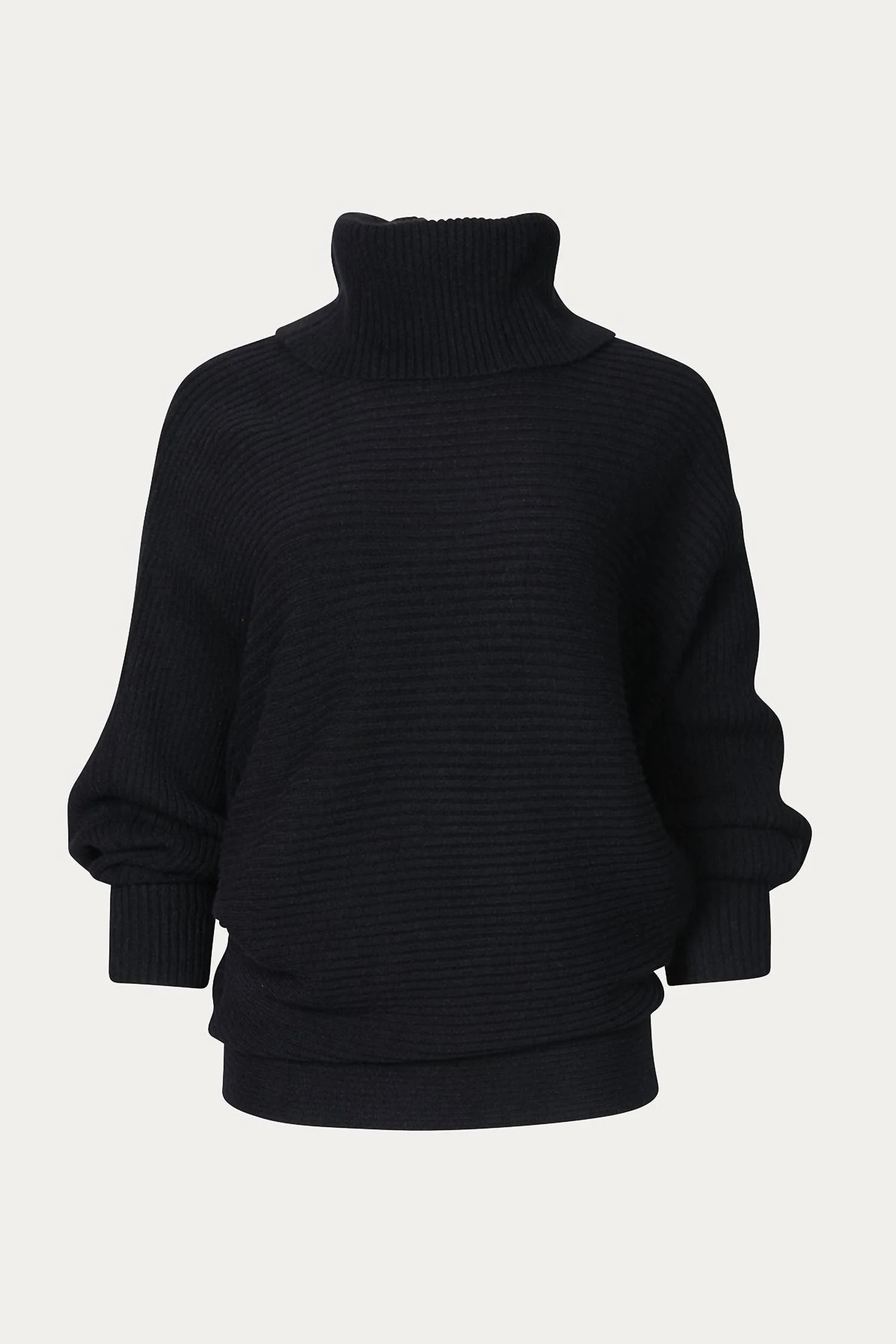 Oversized Ribbed-Knit Turtleneck Sweater In Black | Shop Simon