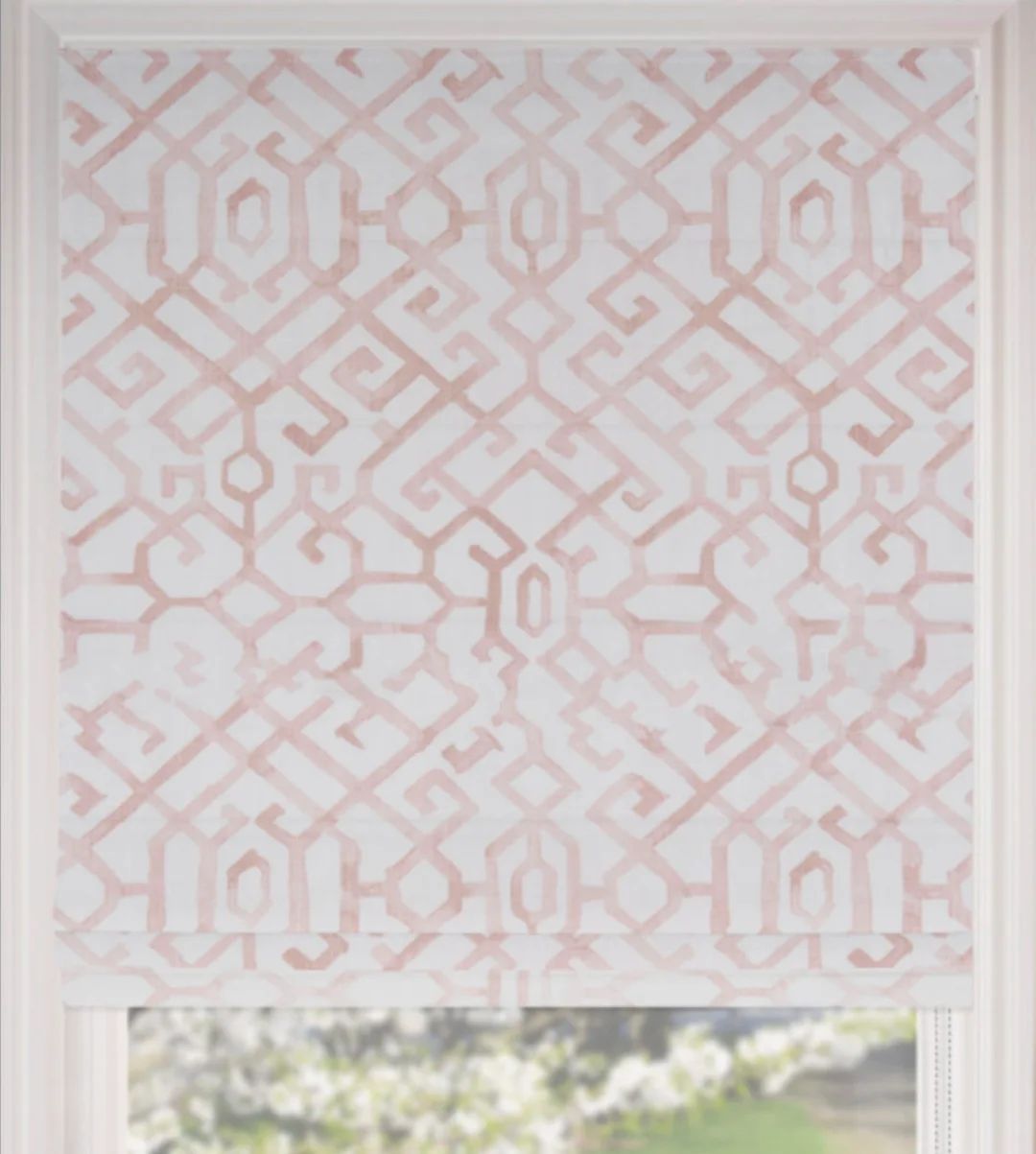 Blush Curtains Roman Shades CUSTOM Size Trellis Pink Roman Shades Quatrefoil Window Shade Window ... | Etsy (US)