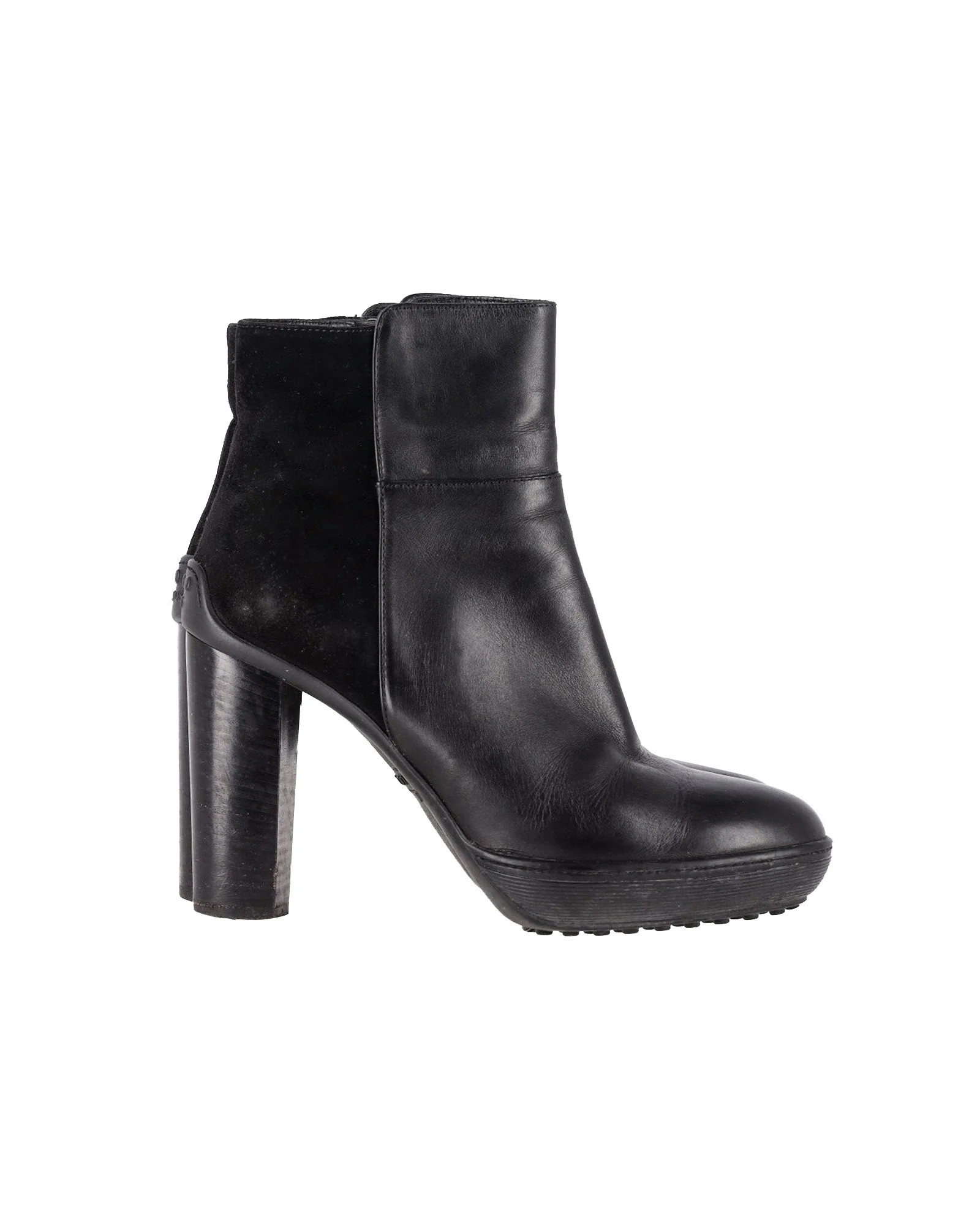 Tod's High Heel Ankle Boots in Black Suede and Leather | Shop Simon