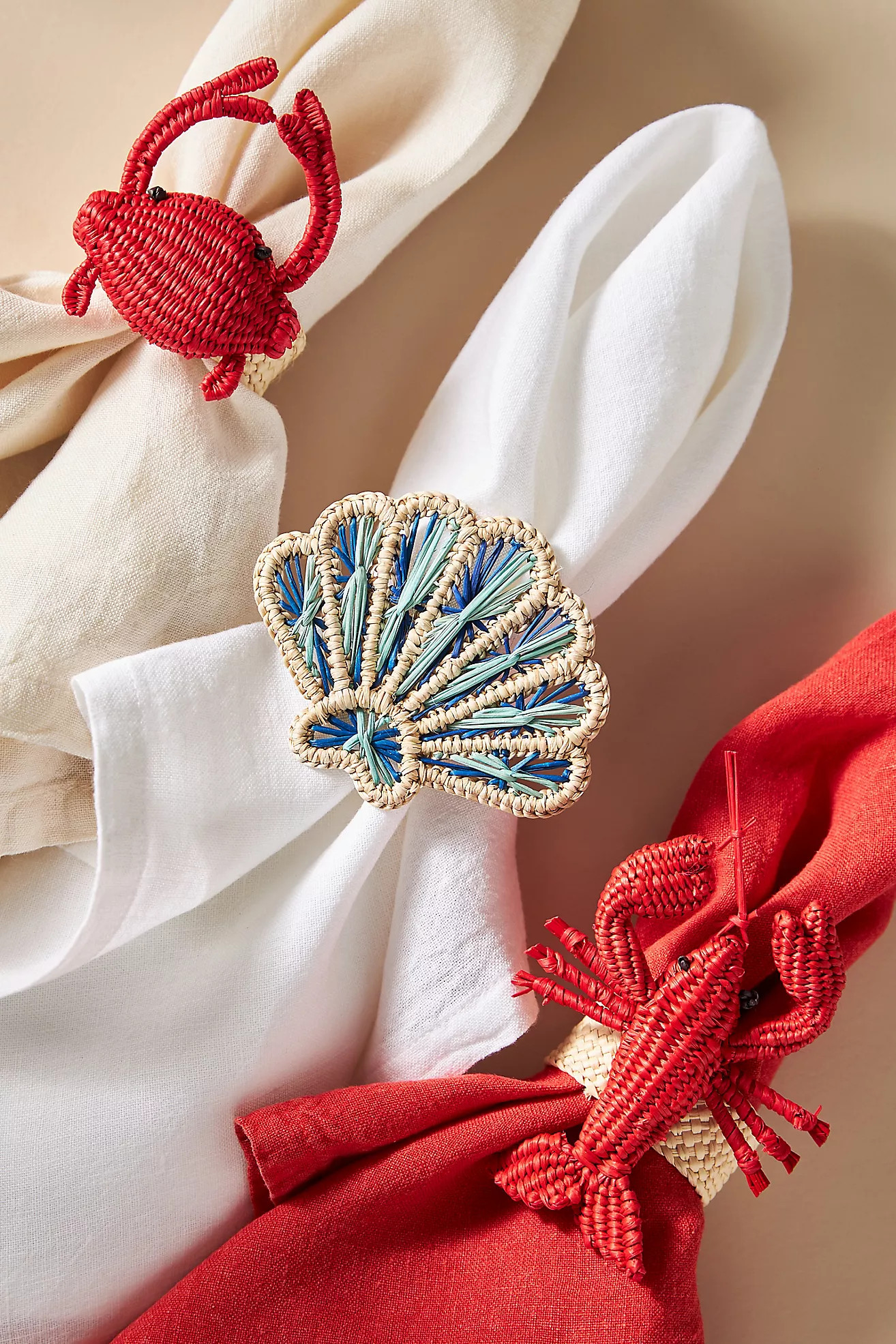 Sea Creatures Handwoven Napkin Rings, Set of 4 | Anthropologie (US)