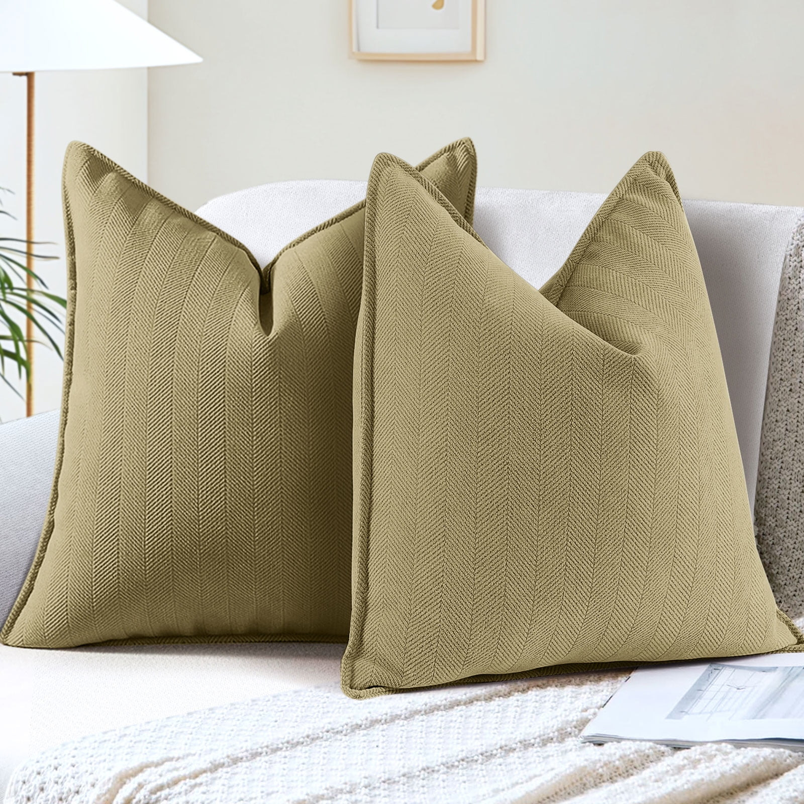 Sanmadrola Moss Green Pillow Covers 18x18 Set of 2 Chenille Throw Pillow Cover with Elegant Desig... | Walmart (US)