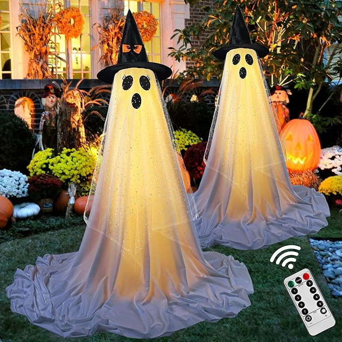 2Packs Halloween Decorations Outdoor,Halloweens Party Decoration Indoor,Spooky Ghost with Remote ... | Amazon (US)